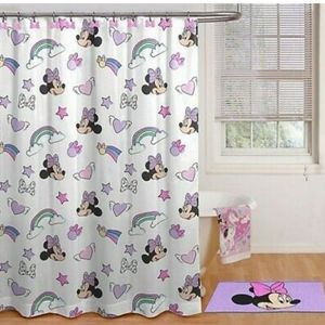Minnie mouse shower curtain with hooks